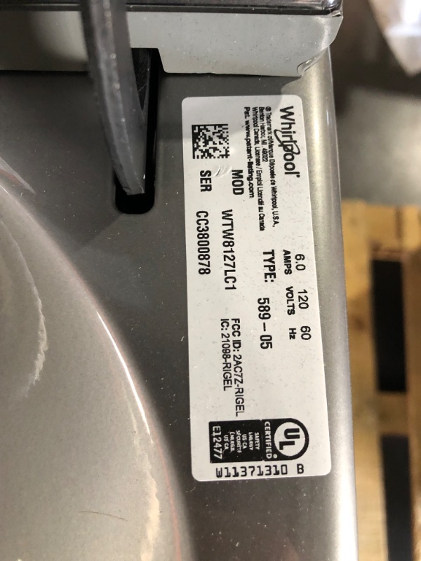 Photo 3 of Whirlpool Smart Capable w/Load and Go 5.3-cu ft High Efficiency Impeller and Agitator Smart Top-Load Washer (Chrome Shadow) ENERGY STAR