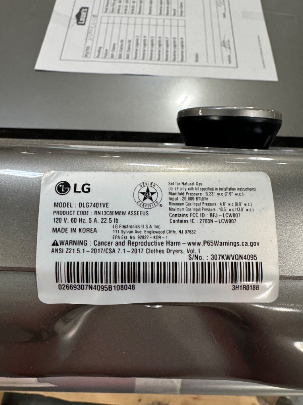 Photo 1 of LG EasyLoad 7.3-cu ft Smart Gas Dryer (Graphite Steel) ENERGY STAR