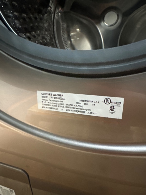 Photo 11 of Samsung 4.5-cu ft High Efficiency Stackable Steam Cycle Smart Front-Load Washer (Champagne) ENERGY STAR