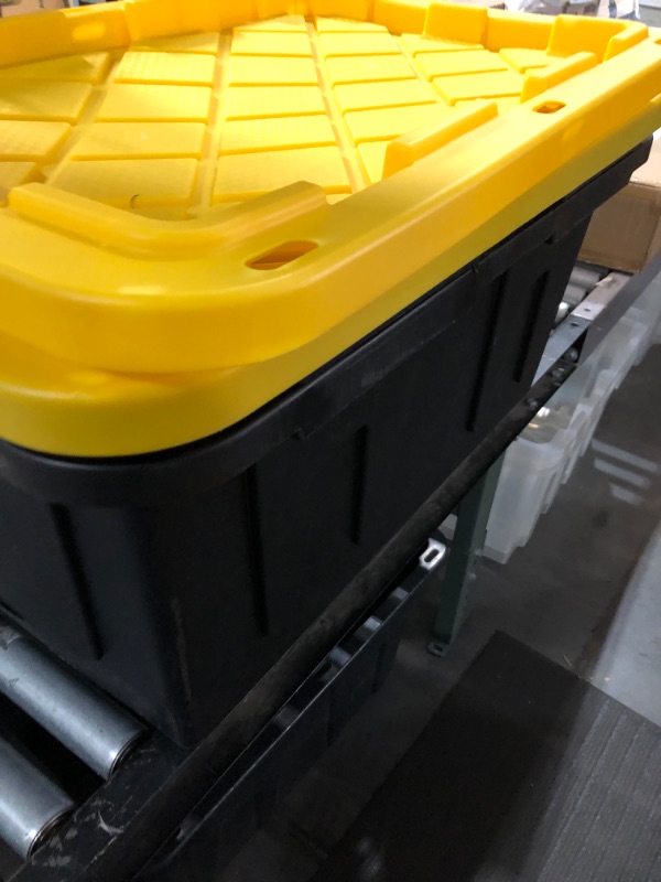 Photo 7 of ***BOTTOM OF ONE OF THE CONTAINERS IS SHATTERED - SEE PICTURES***
Homz Durabilt 27 Gallon Capacity Flip Lid Stackable Heavy Duty Tough Storage Container (Pack of 2)