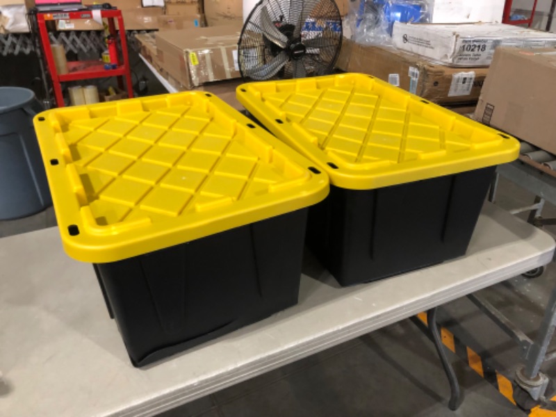 Photo 2 of ***BOTTOM OF ONE OF THE CONTAINERS IS SHATTERED - SEE PICTURES***
Homz Durabilt 27 Gallon Capacity Flip Lid Stackable Heavy Duty Tough Storage Container (Pack of 2)