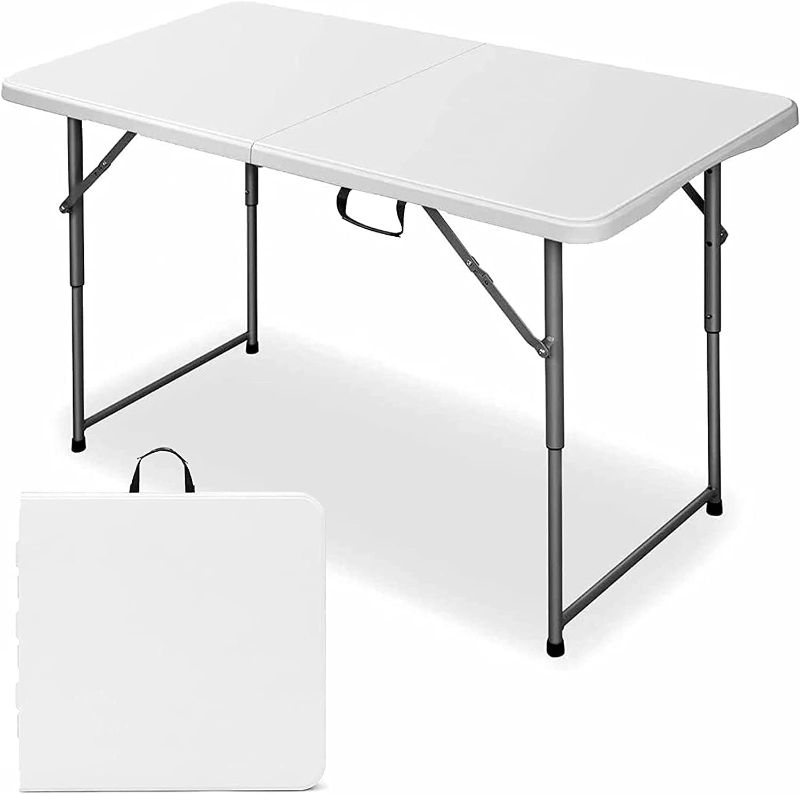 Photo 1 of [READ NOTES]
Edtian Folding, 4ft Small, Portable & Foldable for Indoor & Outdoor Use, Sturdy, Compact Card Table for Camping, Crafting, White
