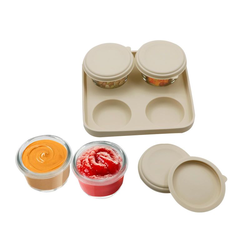 Photo 1 of Pudy Roll Salad Dressing Container To Go 4 Pack, 4.5 Oz Beige) Off White