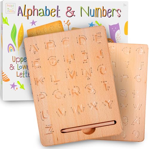 Photo 1 of  2 PACK Hapinest Wooden Alphabet and Number Handwriting Tracing Board for Kids 