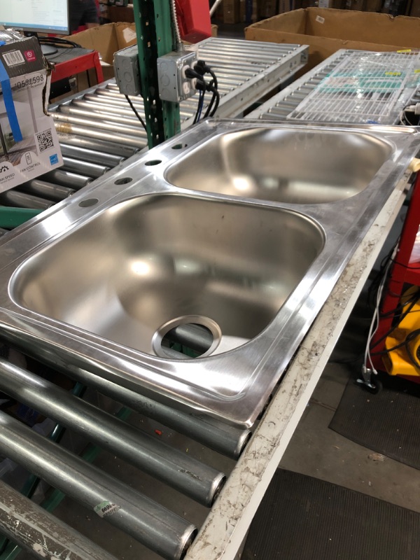 Photo 2 of **SEE PHOTOS**Dayton D233224 Equal Double Bowl Top Mount Stainless Steel Sink, 33 x 22 x 6.5