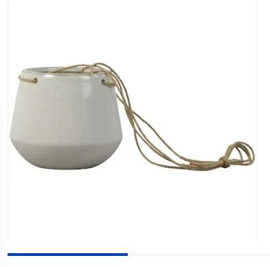 Photo 1 of **SEE NOTES**allen + roth 8-in W x 6.89-in H White Ceramic Indoor Hanging Planter