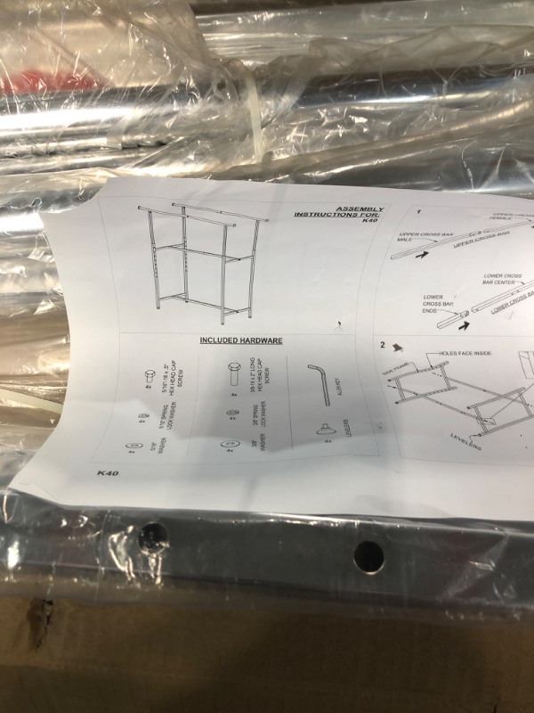 Photo 3 of ***NOT FUNCTIONAL - MISSING PARTS - CANNOT BE ASSEMBLED***
Adjustable Double Bar Clothing Rack