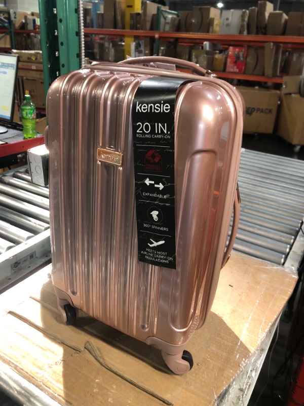 Photo 2 of (USED) kensie Women's Alma Hardside Spinner Luggage, Expandable, Rose Gold, Carry-On 20-Inch