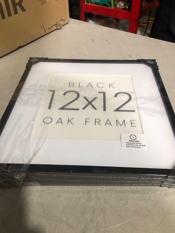 Photo 3 of * used * see all images * 
HAUS AND HUES Solid Oak Wood 12”x12” Picture Frames Matted to 8”x8” Set of 3