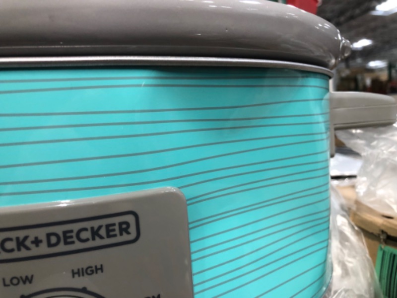 Photo 3 of (Parts Only) BLACK+DECKER 7 Quart Dial Control Slow Cooker with Built in Lid Holder, Teal Pattern, SC2007D