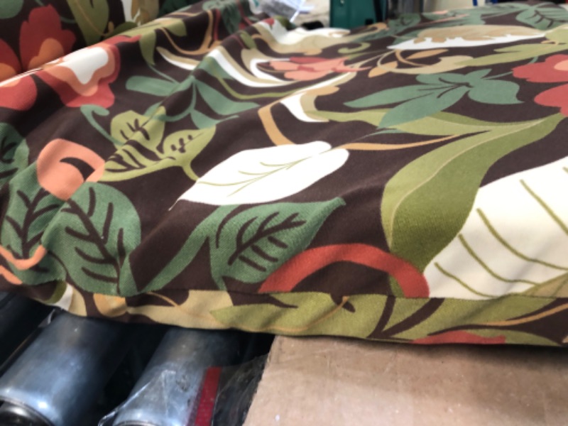 Photo 3 of **STOCK IMAGE FOR REFERENCE ONLY**
Pillow Perfect Floral Indoor/Outdoor Sofa Setee Bench Swing Cushion with Ties, Brown/Green Coventry