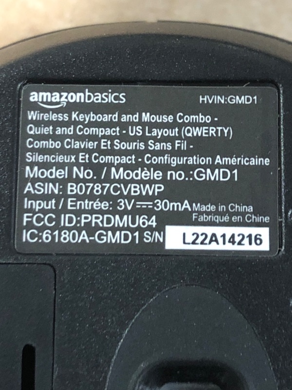 Photo 5 of **HAS BEEN USED- UNABLE TO TEST**
Amazon Basics Wireless Computer Keyboard and Mouse Combo - Quiet and Compact - US Layout (QWERTY)