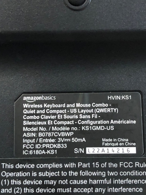 Photo 3 of **HAS BEEN USED- UNABLE TO TEST**
Amazon Basics Wireless Computer Keyboard and Mouse Combo - Quiet and Compact - US Layout (QWERTY)