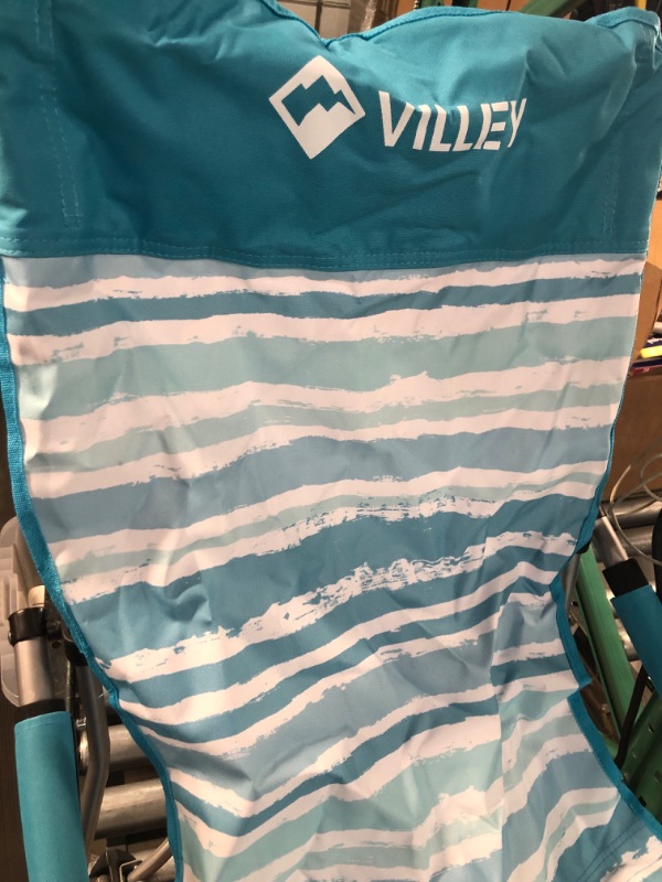 Photo 2 of **HAS BEEN USED**
VILLEY Low Beach Chair, High Back Folding Beach Chair 1 Blue Stripes