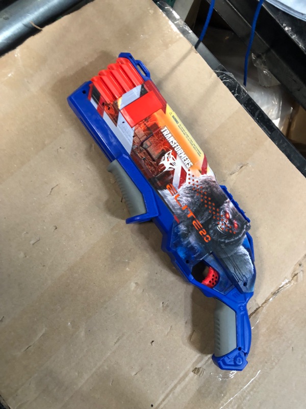 Photo 3 of **USED- MISSING NERF BULLETSS**
Nerf Transformers Optimus Primal Dart Blaster, 16 Nerf Elite Darts,