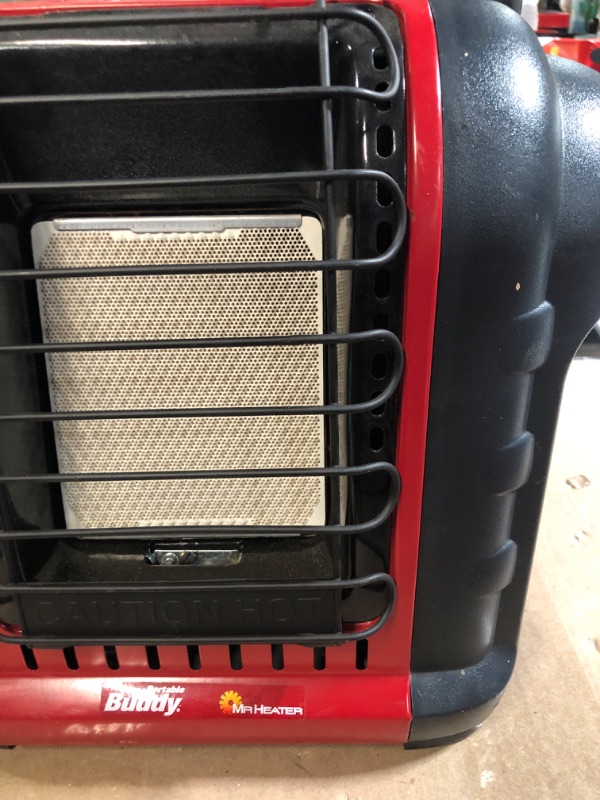 Photo 3 of **USED- UNABLE TO TEST**
Mr. Heater F232000 MH9BX Buddy 4,000-9,000-BTU Indoor-Safe Portable Propane Radiant Heater, Red-Black Red Heater