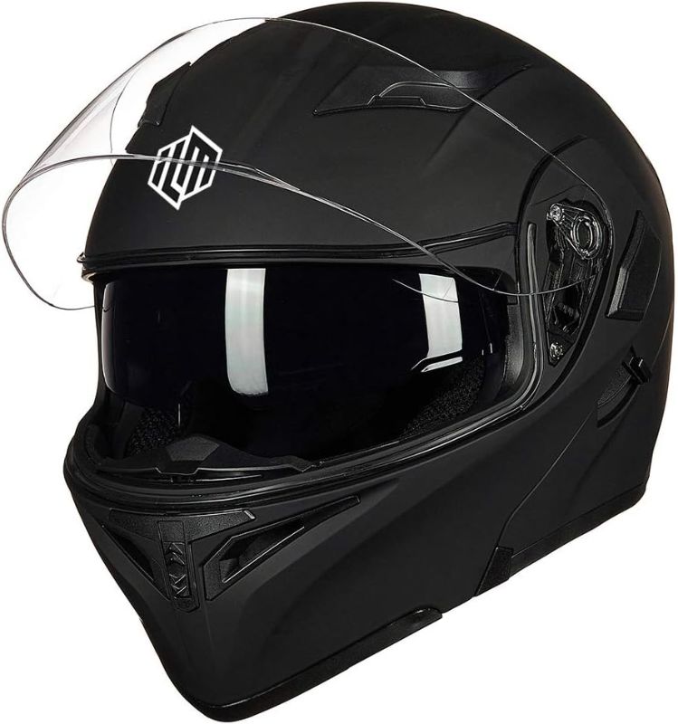 Photo 1 of ILM Motorcycle Dual Visor Flip up Modular Full Face Helmet DOT MATTE BLACK Model 902