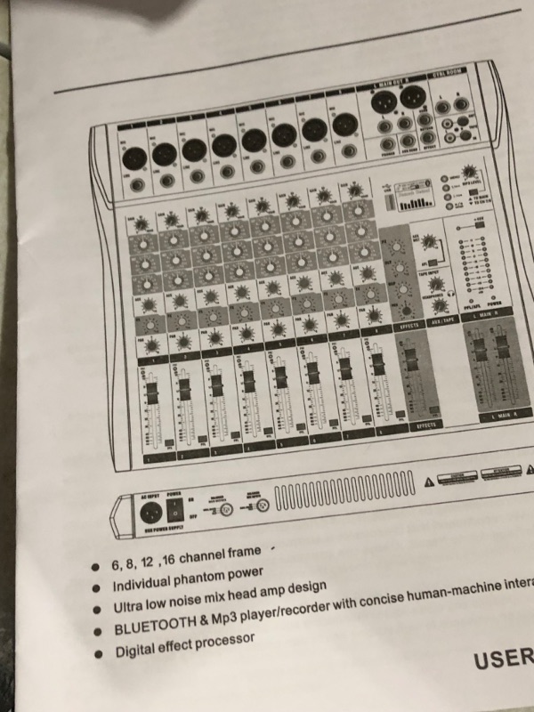 Photo 4 of Depusheng DT12 Studio Audio Mixer 12-Channel DJ Sound Controller Interface 