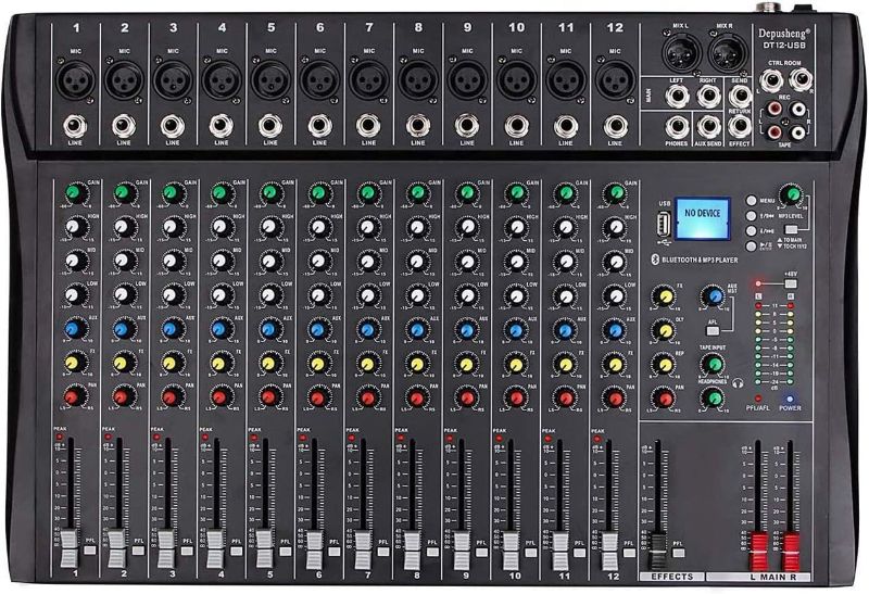 Photo 1 of Depusheng DT12 Studio Audio Mixer 12-Channel DJ Sound Controller Interface 