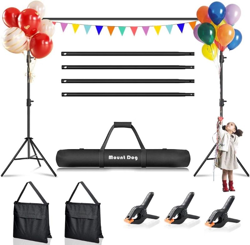 Photo 1 of MOUNTDOG Photo Studio Backdrop Support System, 10FT Adjustable Photography Background Stand Kit with Backdrop Clamps, 2 Sandbags, and Carrying Bag for Portrait & Studio Photography
Visit the MOUNTDOG Store