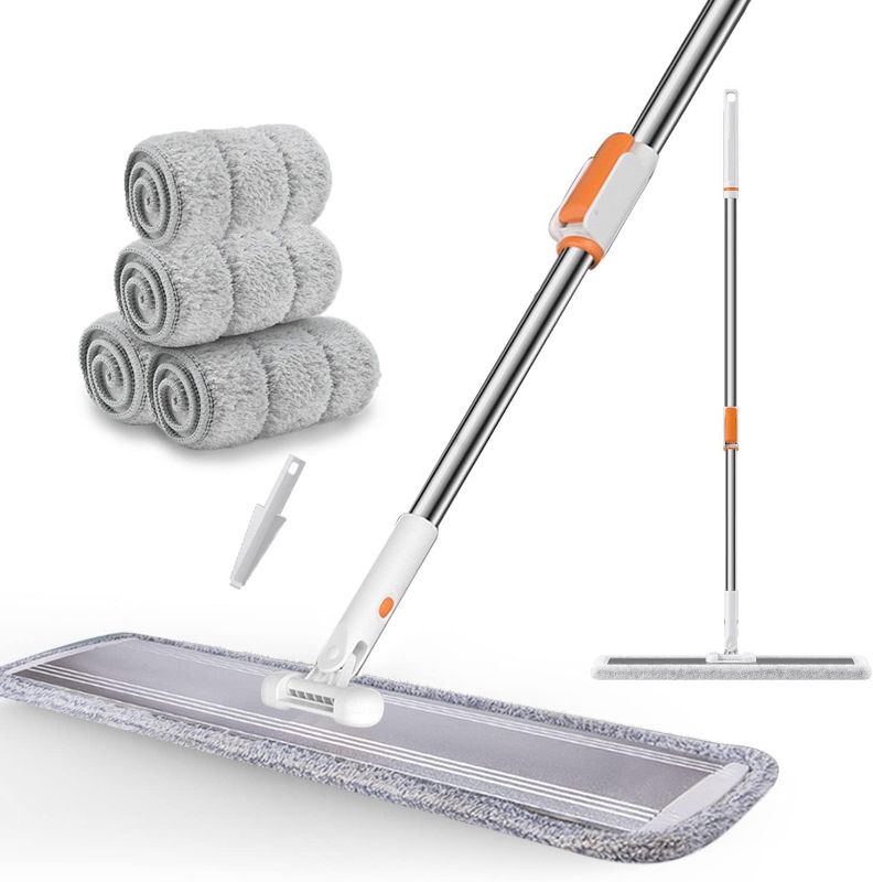 Photo 1 of Microfiber Mop 32 inch Flat mop Commercial Mop Large Wide mop for Hardwood Laminate Tile Floor Cleaning 360 Rotating Dust Wet Mop with Stainless Steel Handle 4 Reusable Mop Pads