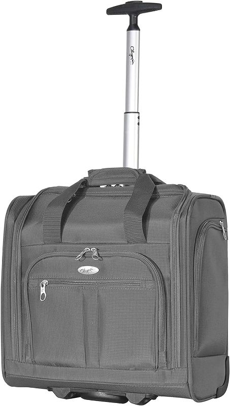 Photo 1 of Olympia Lansing Heavy Duty Rip Stop Nylon Wheeled Carry On Suitcase for Under the Seat Airplane Travel with Divider and Dual Side Zip Pockets, Gray
