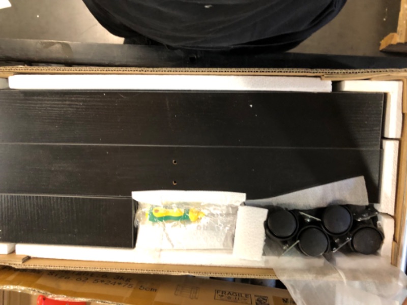 Photo 1 of MIN WIN 3 Tier Open Bookshelf,Small Bookshelves Storage Display Shelf with Universal Wheels,Movable Standing Shelf Units,Wood Storage Rack for Small Spaces Home Office Bookcases Book Shelves, Black Black Walnut