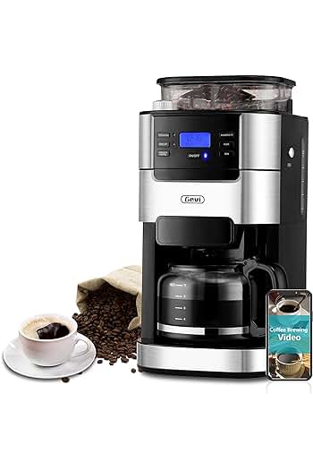 Photo 1 of 10-Cup Drip Coffee Maker, Grind and Brew Automatic Coffee Machine with Built-In Burr Coffee Grinder, Programmable Timer Mode and Keep Warm Plate, 1.5L Large Capacity Water Tank
