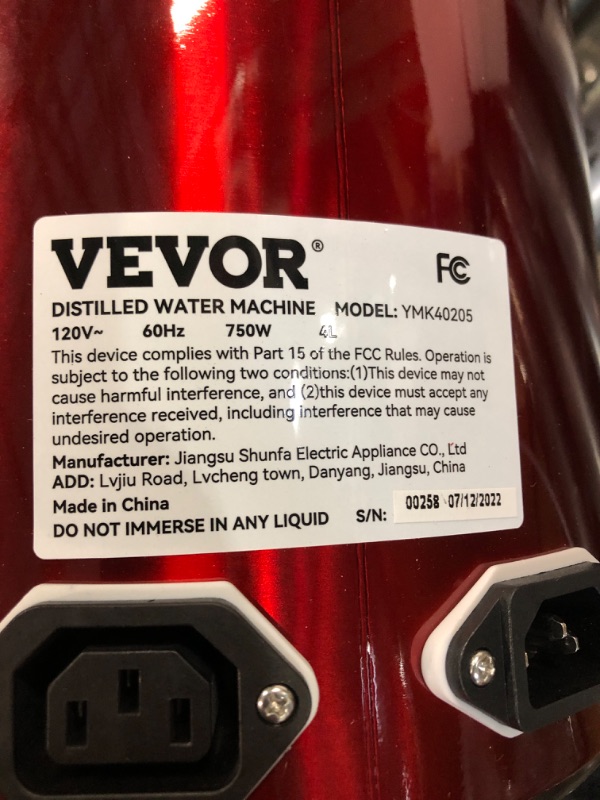 Photo 11 of **UNABLE TO TEST**
VEVOR Water Distiller, Red