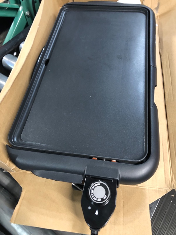 Photo 3 of **TURNS ON**
BELLA Electric Griddle w Warming Tray,  10" x 18", Copper/Black