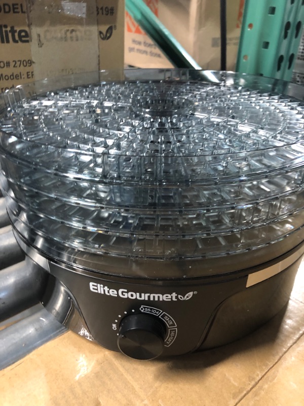 Photo 2 of **LID IS BROKEN(SHOWN IN PHOTOS)**
Elite Gourmet EFD319 Food Dehydrator, Black