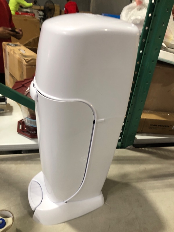 Photo 2 of Diaper Genie Complete Diaper Pail (White) with Antimicrobial Odor Control | Includes 1 Diaper Trash Can, 1 Refill Bags, 1 Carbon Filter, Packaging may vary
