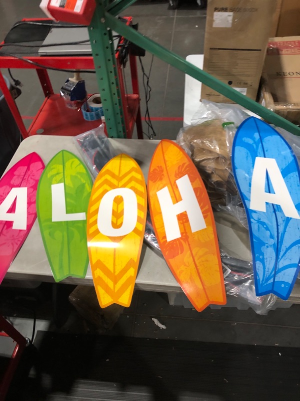 Photo 2 of Aloha Surfboard Cut Outs, Set of 5 - Each is 28" Tall - Beach, Hawaiian and Pool Party Wall Decor