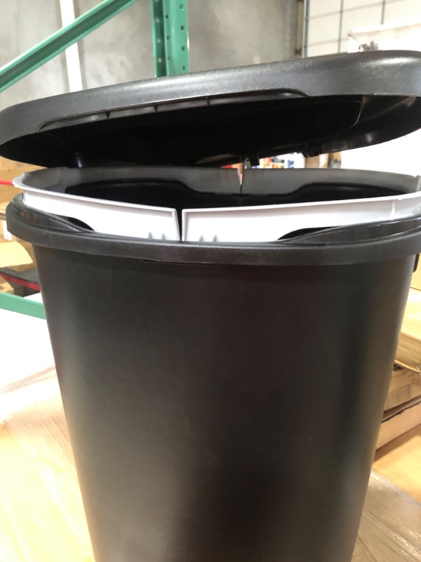 Photo 3 of (Broken) Rubbermaid Classic 13 Gallon Premium Step-On Trash Can with Lid and Stainless-Steel Pedal, Black Waste Bin for Kitchen Black Premium Step-On