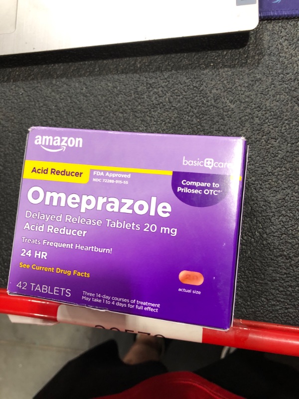 Photo 2 of Amazon Basic Care Omeprazole Delayed Release Tablets 20 mg, Acid Reducer, Treats Frequent Heartburn, 42 Count (Pack of 1)