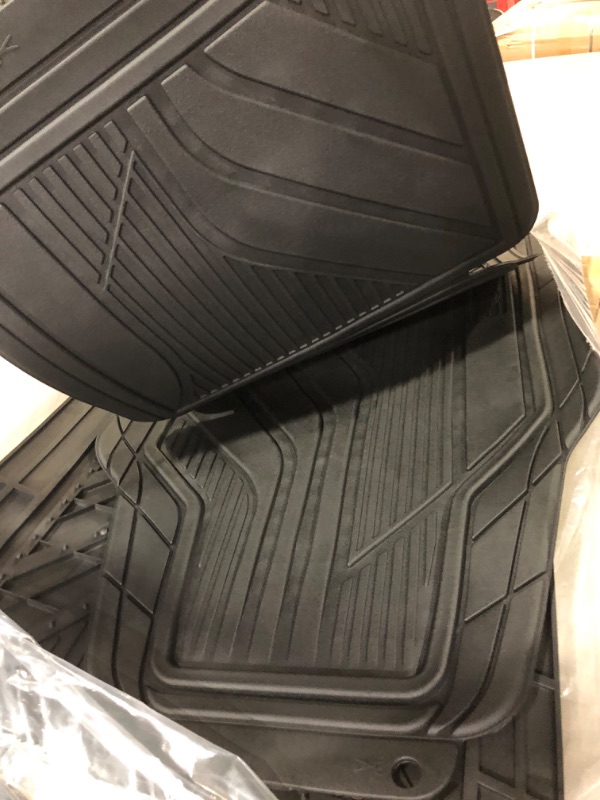 Photo 5 of **MISSING BIGGER MAT**Dickies 3-Piece All-Weather Floor Mats, Heavy-Duty Rubber Liners, Universal Trim-to-Fit Custom Auto Mats, Anti-Slip Design, All-Season Automotive Protection, Vehicles, Cars, Trucks, and SUVs (Black) 4-Piece Black Trimmable All-Weathe