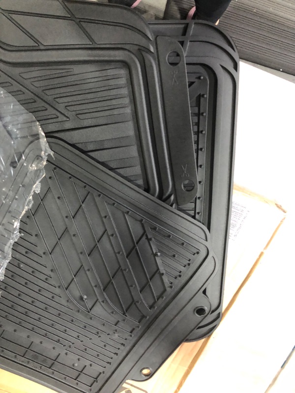 Photo 3 of **MISSING BIGGER MAT**Dickies 3-Piece All-Weather Floor Mats, Heavy-Duty Rubber Liners, Universal Trim-to-Fit Custom Auto Mats, Anti-Slip Design, All-Season Automotive Protection, Vehicles, Cars, Trucks, and SUVs (Black) 4-Piece Black Trimmable All-Weathe