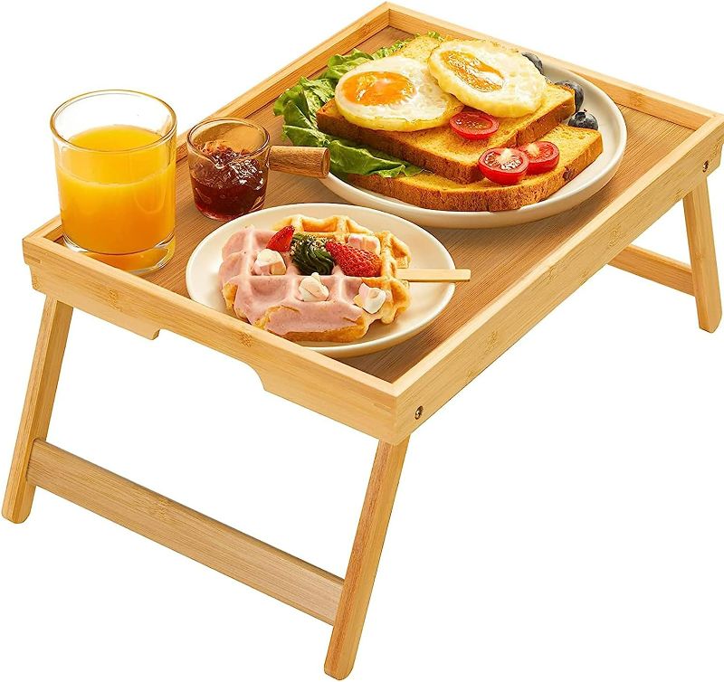 Photo 1 of 
Bamboo Bed Tray Table with Foldable Legs, 