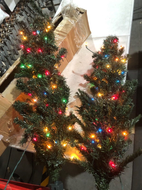 Photo 4 of **MISSING FEET FOR BASE**
2 Pack 4Ft Pre lit Pencil Christmas trees skinny 