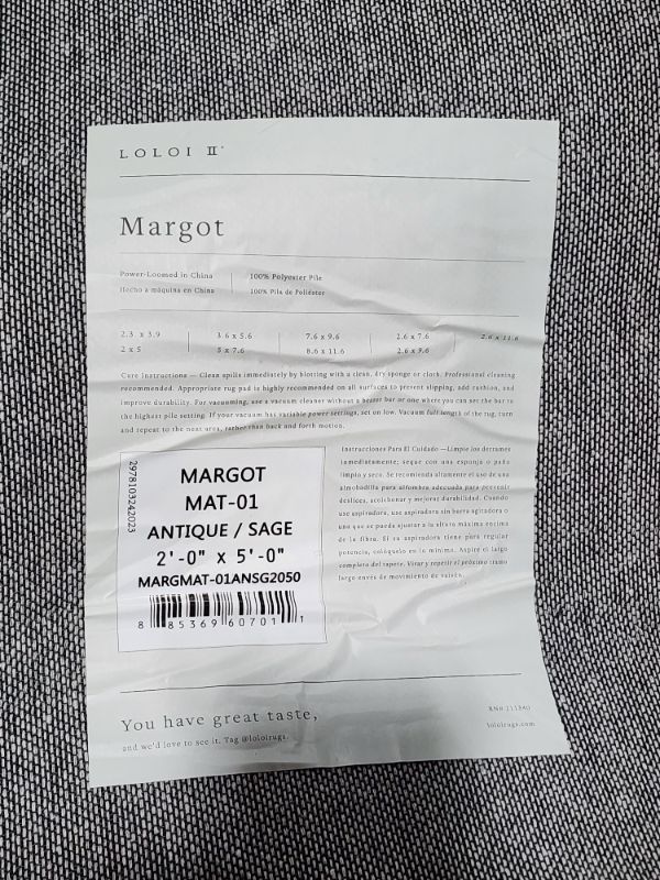 Photo 4 of **SEE NOTES**
Loloi II Margot Collection MAT-01 Antique / Sage Accent Rug Antique