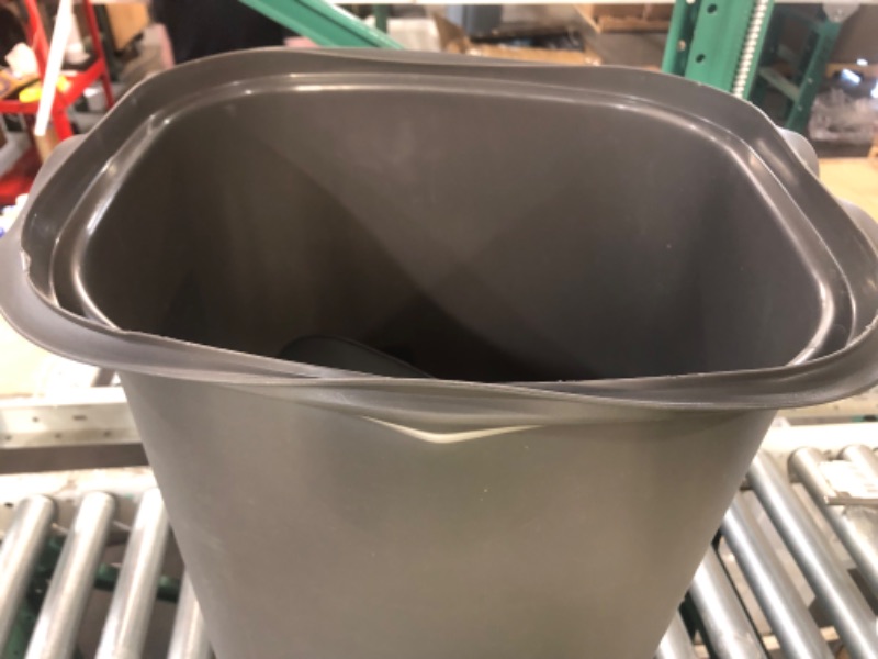 Photo 3 of ***TOP DAMAGED***Rubbermaid Spring Top Kitchen Bathroom Trash Can with Lid, 13 Gallon Gray Plastic Garbage Bin, 49.2-liter Spring Top Gray