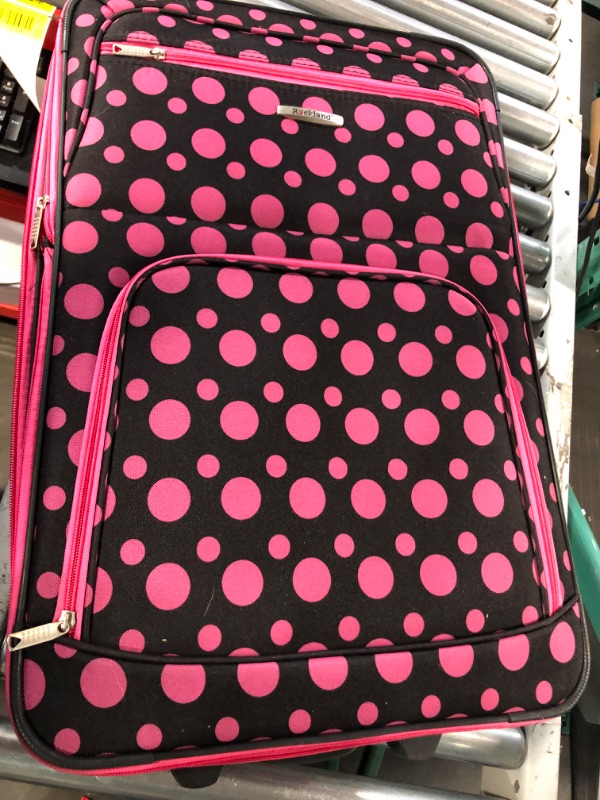 Photo 3 of **MISSING 14" AND 28" BAGS***Rockland Fashion Softside Upright Luggage Set, Black/Pink Dot, 