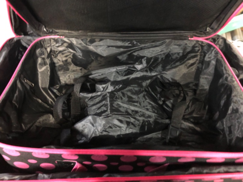 Photo 4 of **MISSING 14" AND 28" BAGS***Rockland Fashion Softside Upright Luggage Set, Black/Pink Dot, 