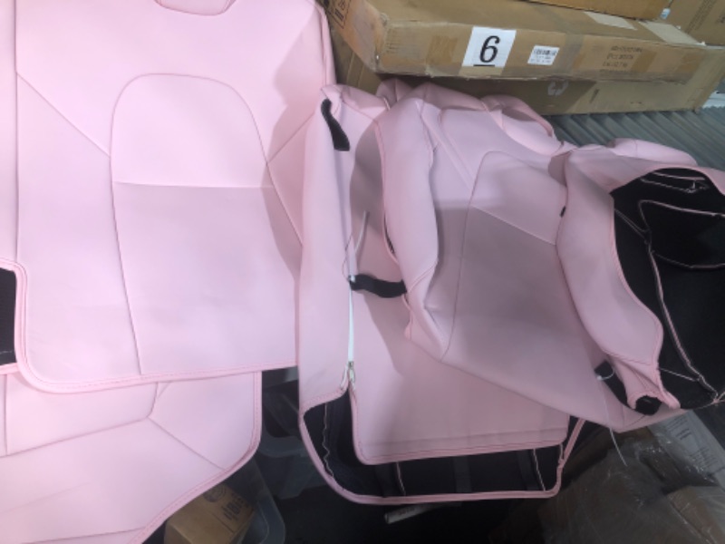 Photo 4 of (USED) Maysoo Tesla Model 3 Seat Covers Nappa Leather , for Tesla Model 3 2023 - 2017 (Full Set)PINK AND  BLACK