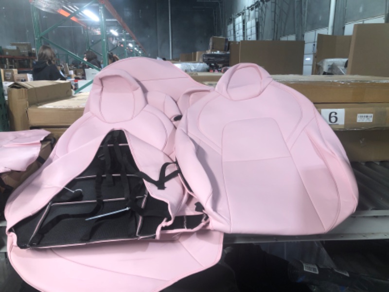 Photo 5 of (USED) Maysoo Tesla Model 3 Seat Covers Nappa Leather , for Tesla Model 3 2023 - 2017 (Full Set)PINK AND  BLACK