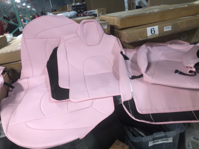 Photo 3 of (USED) Maysoo Tesla Model 3 Seat Covers Nappa Leather , for Tesla Model 3 2023 - 2017 (Full Set)PINK AND  BLACK