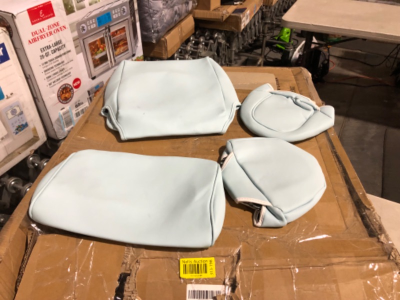 Photo 3 of ***USED - MISSING PARTS - SEE NOTES***
Xipoo Seat Cover Compatible with Tesla Model Y  2020 2021 2022 2023(Eggshell Blue+White- 12 Pcs)