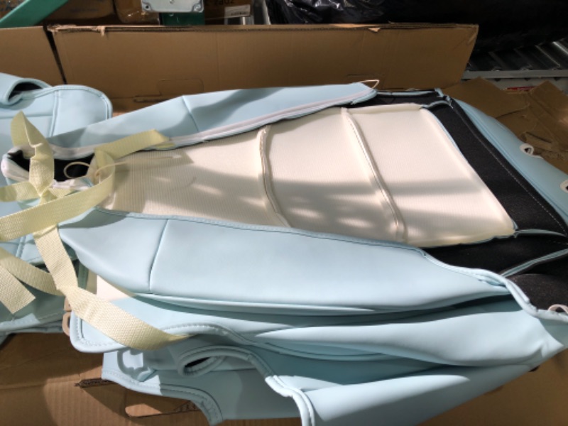 Photo 5 of ***USED - MISSING PARTS - SEE NOTES***
Xipoo Seat Cover Compatible with Tesla Model Y  2020 2021 2022 2023(Eggshell Blue+White- 12 Pcs)