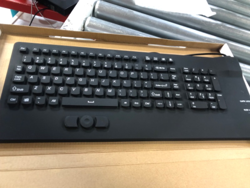 Photo 2 of DSI Keyboard with Integrated Mouse Button - Industrial IP68 Waterproof Rugged Silicone IKB108, Black