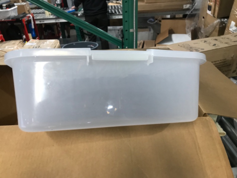 Photo 1 of ***ONE OF THE LID LATCHES HAS BROKEN OFF***
IRIS USA 50 Quart Under Bed Storage Container, Plastic Storage Bin, Clear